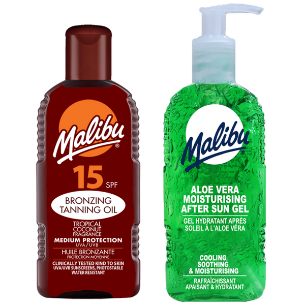 Malibu Olejek Do Opalania SPF15 200ml + Aloe Żel Po Opalaniu 200ml zdjęcie 1