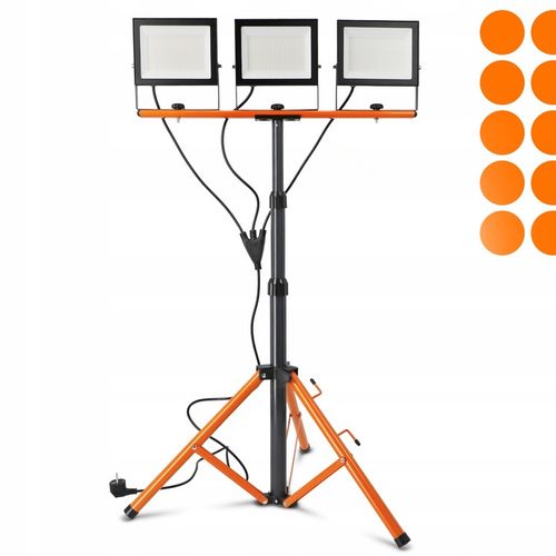 Halogen LED Statyw Budowlany Naświetlacz 3x 100W 33000lm Lampa Na na Arena.pl