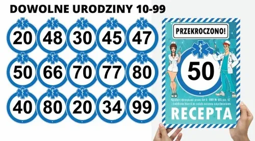 KARTKA NA URODZINY 30 40 50 60 Z RECEPTĄ 18 -99lat na Arena.pl