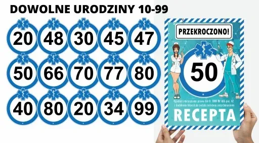 KARTKA NA URODZINY 30 40 50 60 Z RECEPTĄ 18 -99lat zdjęcie 2