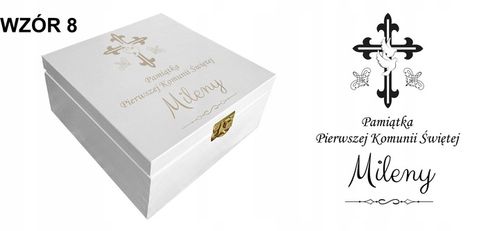 Prezent pudełko komunia białe grawer pamiątka imię Pamiątka Komunijna na Arena.pl