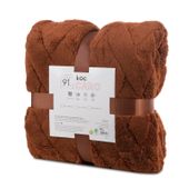 Koc mikroflano CARO 200x220 ceglasty jodełka tłoczony 340gsm