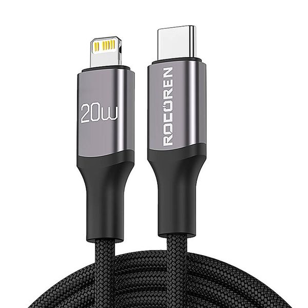 Kabel USB-C do Lightning Rocoren Retro Series 1m (szary) zdjęcie 1