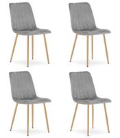 Krzesło welurowe szare tapicerowane LAVA do jadalni kuchni salonu x4