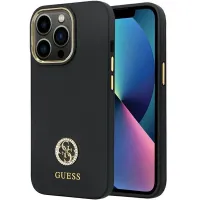 Etui Guess Silicone Logo Strass 4G na iPhone 13 Pro / iPhone 13 - czarne