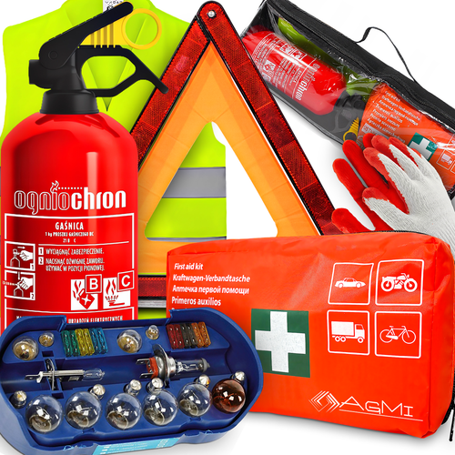 GAŚNICA 1KG TRÓJKĄT APTECZKA KAMIZELKA ZESTAW ŻARÓWEK ZAPASOWYCH TORBA na Arena.pl