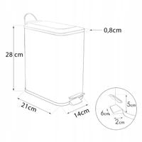 Kosz na śmieci łazienkowy 5l bambus WOLNY OPAD do wc łazienki kuchni biały