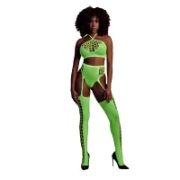 ouch! neon set dwuczęściowy top z pończochami xs/l roż uv