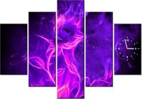 105CM 150CM ZEGAR 5 ELEM FIOLETOWA PIĘKNOŚĆ DRUK OBRAZ