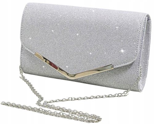 Wieczorowa Srebrna Torebka Kopertówka Wizytowa na Arena.pl