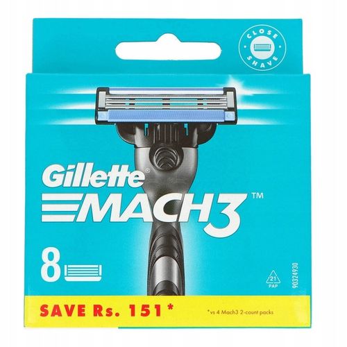 Gillette Mach 3 Wkłady Ostrza Do Maszynki 8 sztuk w Pudełku Oryginalne na Arena.pl