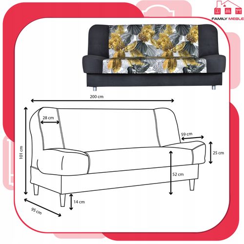 Kanapa sofa Sara Print Duo rozkładana wersalka spania bonell łóżko na Arena.pl