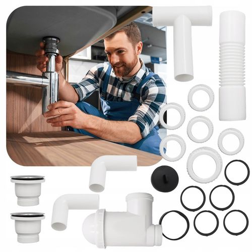 Syfon Zlewu DWUKOMOROWEGO 50 mm Odpływ PODWÓJNY Zlewozmywaka Sitko Manua W2 na Arena.pl