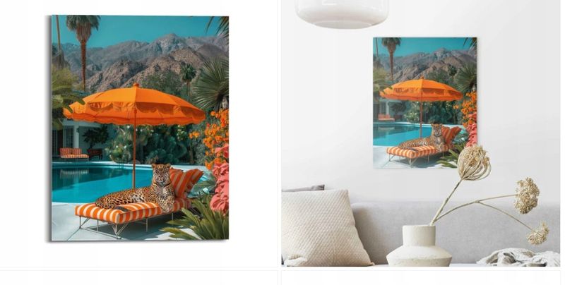 ORANGE WALLZ Szklany Palm Spring Leopard 50x40 CM zdjęcie 1