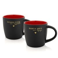 Zestaw dwóch kubków kubki czarne ze złotym nadrukiem dla babci i dziadka