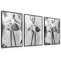 Zestaw 3X Plakat W Ramie Baletnice Beton Abstrakcja Kobiety 60cm x 80cm
