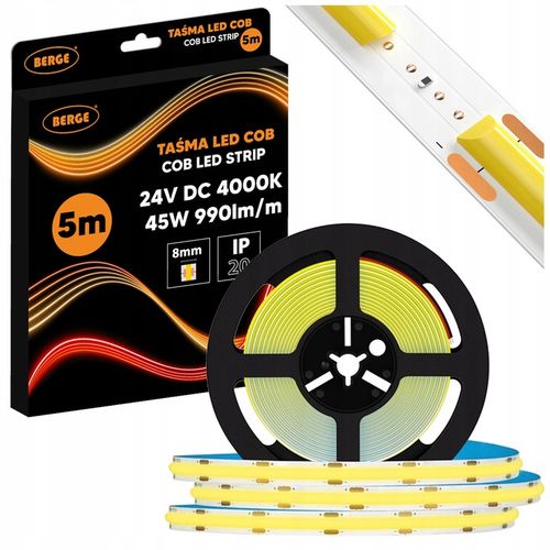 Taśma LED COB Neon 24V 5m 9W/m 480 diod 45W 4000K Neutralna Mocna na Arena.pl