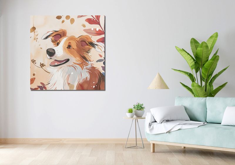 Obraz 100x100cm Collie Jesienną Porą zdjęcie 2