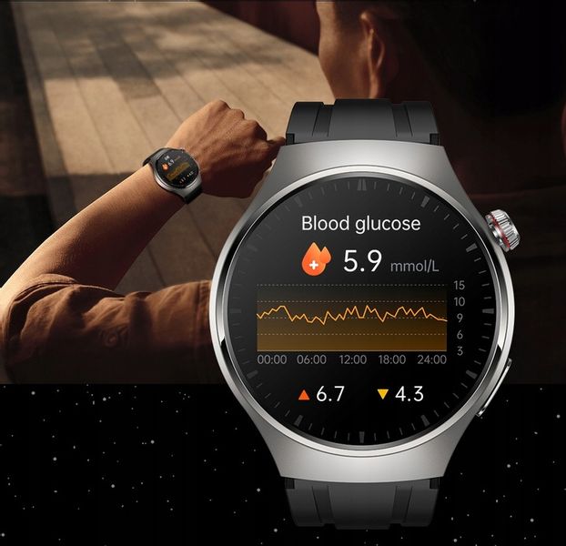 SMARTWATCH ZEGAREK MĘSKI EKG POMIAR CUKRU HRV ROZMOWY 3 PASKI SZKŁO MENU PL zdjęcie 14