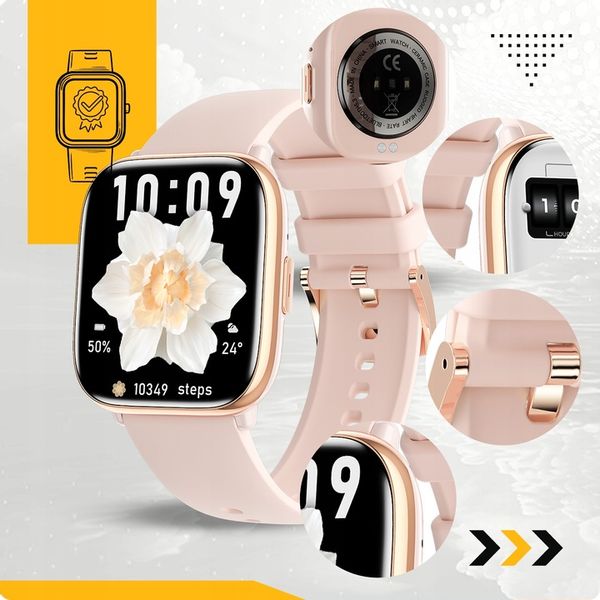 SMARTWATCH DAMSKI POLSKIE MENU ROZMOWY PULS CIŚNIENIE SPORT AMOLED 4 PASKI zdjęcie 3