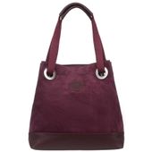 VERA PELLE torebka zamszowa shopper z parcianymi rączkami V707 c.bordowa