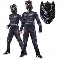STRÓJ PRZEBRANIE KOSTIUM CZARNA PANTERA MASKA ŚWIECĄCA NA KARNAWAŁ 104 110