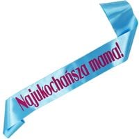 Najukochańsza Mama - turkusowa szarfa fuksjowym nadrukiem