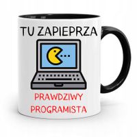 Kubek Czarny Informatyka Programisty Tu Zapieprza Z Nadrukiem Ze Zdjęciem