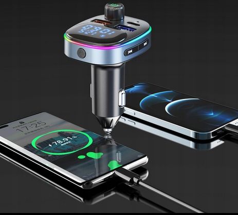 TRANSMITER BLUETOOTH FM SAMOCHODOWY SZYBKA ŁADOWARKA USB USB-C AUX na Arena.pl