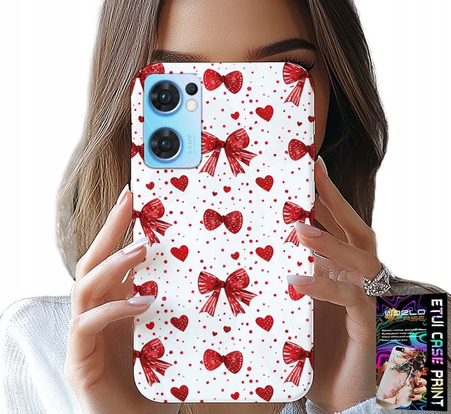 ETUI DO OPPO RENO7 5G - CZERWONE WSTĄŻKI WSTĄŻKA MODNE WZORY zdjęcie 1