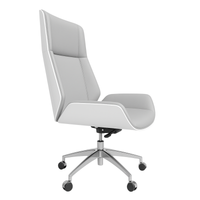 Fotel obrotowy biurowy biało szary srebrna noga Luxury Premium