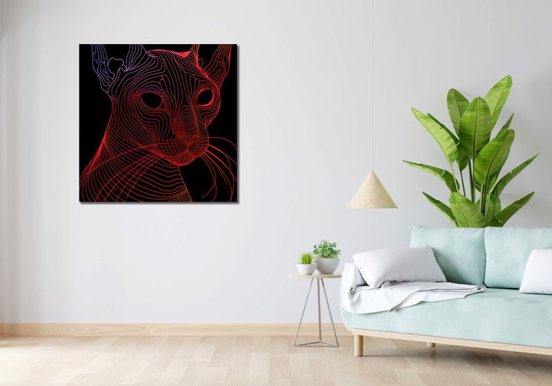 Obraz 90x90cm Cyfrowa Kocica zdjęcie 2