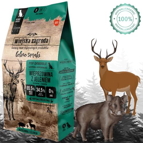 sucha karma dla psa leśne smaki wieprzowina  jeleń s 2kg wiejska zagroda na Arena.pl