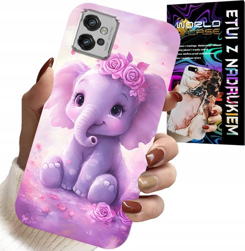 ETUI DO MOTOROLA G32 - SŁODKI SŁONIK NA RÓŻOWYM TLE CASE +FOLIA na Arena.pl