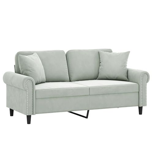 2-osobowa sofa z poduszkami, jasnoszara, 140 cm, aksamit na Arena.pl
