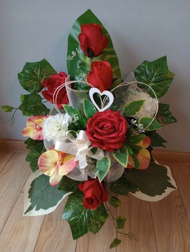 Stroik na cmentarz GRÓB kompozycja KOMPLET SERCE na Arena.pl