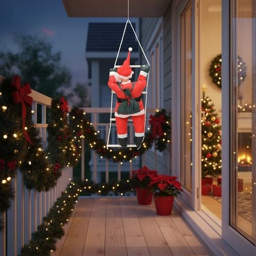 DEKORACJA ŚWIĄTECZNA MIKOŁAJ WCHODZĄCY PO DRABINIE 60 CM na taras balkon na Arena.pl