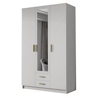 Szafa ADA II 120 cm - pojemna garderoba z lustrem - BIAŁY+ZŁOTY