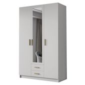 Szafa ADA II 120 cm - pojemna garderoba z lustrem - BIAŁY+ZŁOTY