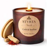 Świeca sojowa zapachowa Cedr&Szafran 300ml szkło drewniany knot bambus No.4