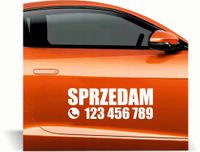 NAKLEJKA wycinana ploterowo na szybę auto samochód SPRZEDAM NUMER TELEFONU