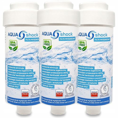 FILTR DO WODY PRYSZNICOWY POD PRYSZNIC USUWA CHLOR BPA FREE AQUA shock x3 na Arena.pl