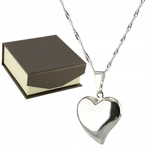 WYJĄTKOWE SERDUSZKO Z ŁAŃCUSZKIEM SINGAPUR DŁUGOŚĆ 45 CM SREBRO PRÓBY 925 zdjęcie 1