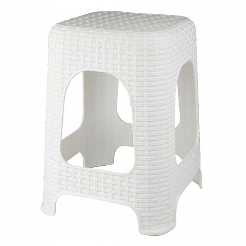 Taboret plastikowy 45cm Ratan biały na Arena.pl