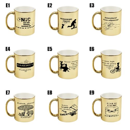 KUBEK ZŁOTY PREZENT DLA EMERYTA EMERYTKI POŻEGNANIE W PRACY URODZINY na Arena.pl