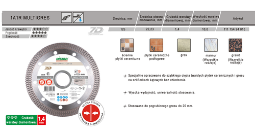 Tarcza diamentowa do gresu Distar Multigres 125mm na Arena.pl