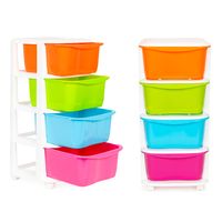 Regał z 4 wysuwanymi szufladami nogi z kółkami