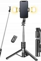 SELFIE STICK Z TRIPODEM, LAMPKĄ LED 114 CM Z WYZWALACZEM BLUETOOTH