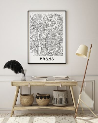 Plakat mapa plan miasta Praga 61x91 cm w czarnej ramie na Arena.pl