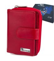 BELTIMORE portfel damski skórzany średni matowy z suwakiem P258 czerwony